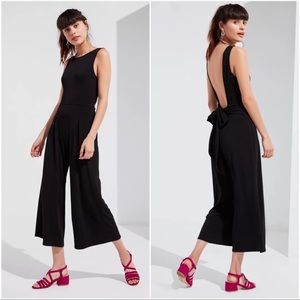 Urban Outfitters Crepe Tie Back Jumpsuit In Black Size Small
